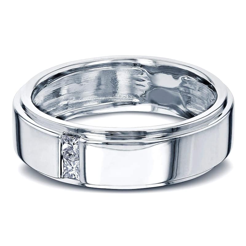 Kobelli Natural Diamond 6mm 14k Solid Gold 2-Stone His or Her Tony Wedding Band - 6.5 - White