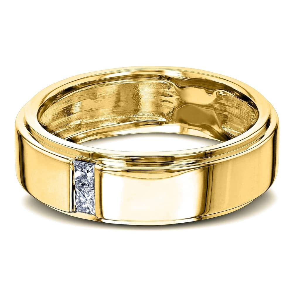 Kobelli Natural Diamond 6mm 14k Solid Gold 2-Stone His or Her Tony Wedding Band