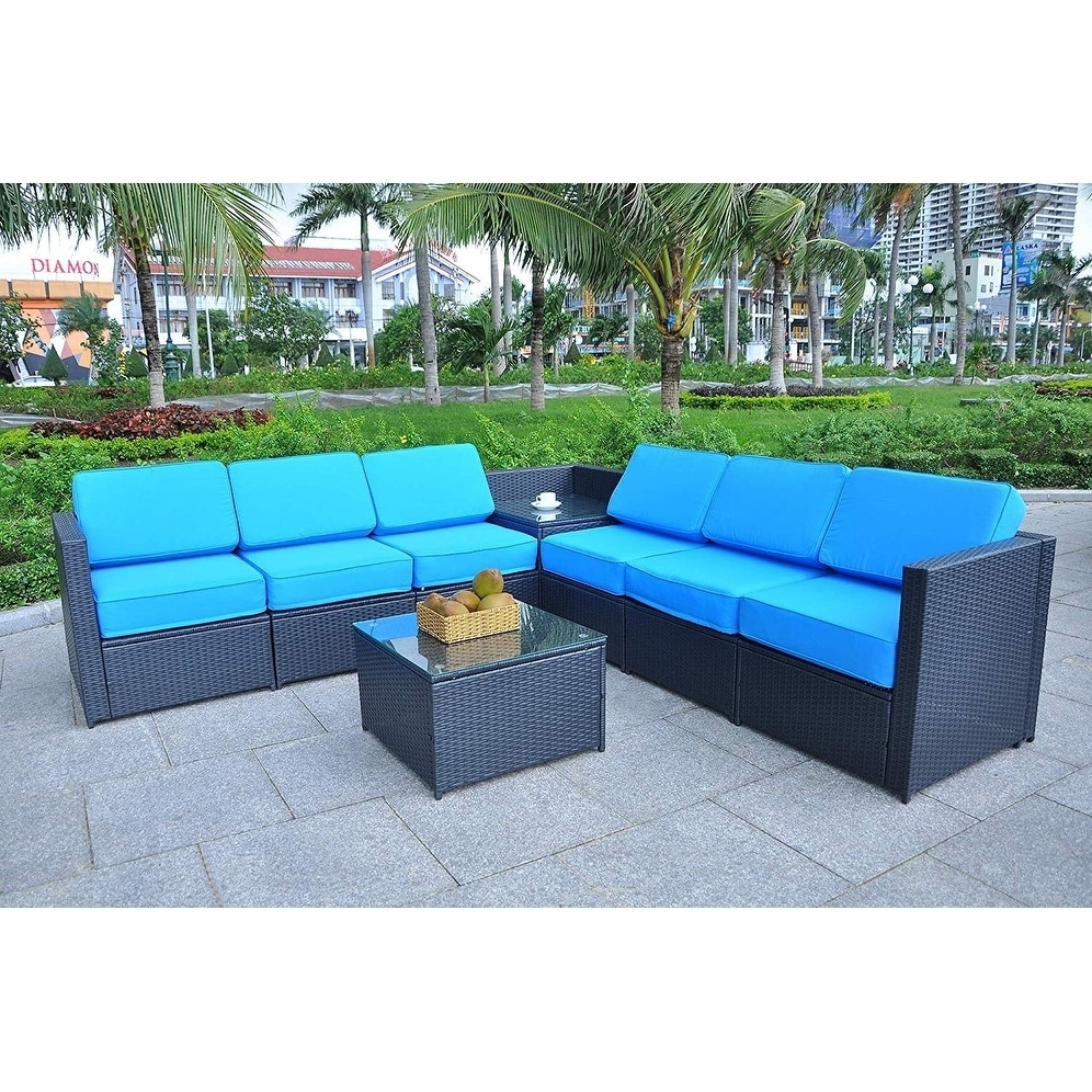 Mcombo Outdoor Patio Black Wicker Furniture Sectional Set All Weather Resin Rattan Chair Conversation Sofas 6085 8pc Mcombo Outdoor Patio Black Wicker Furniture Sectional Set All Weather Resin Rattan Chair Conversation Sofas 6085 8pc