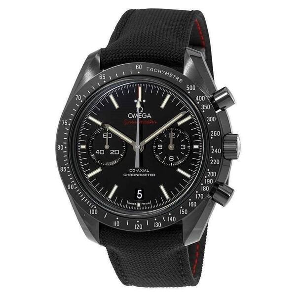 slide 1 of 1, Omega Men's 'Speedmaster' Chronograph Black Nylon Watch