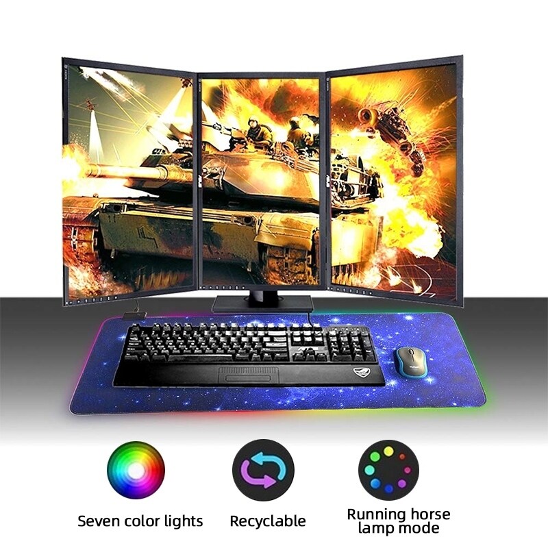 Alician Electronics for RGB Colorful LED Lighting Gaming Mouse Pad Mat for PC Laptop 350x250mm