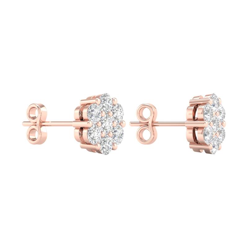 1/5ct-2ct TDW Diamond Cluster Stud Earrings in 10k Rose Gold for Women