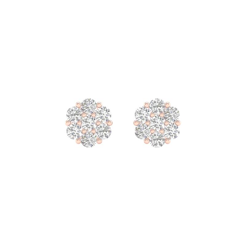 1/5ct-2ct TDW Diamond Cluster Stud Earrings in 10k Rose Gold for Women