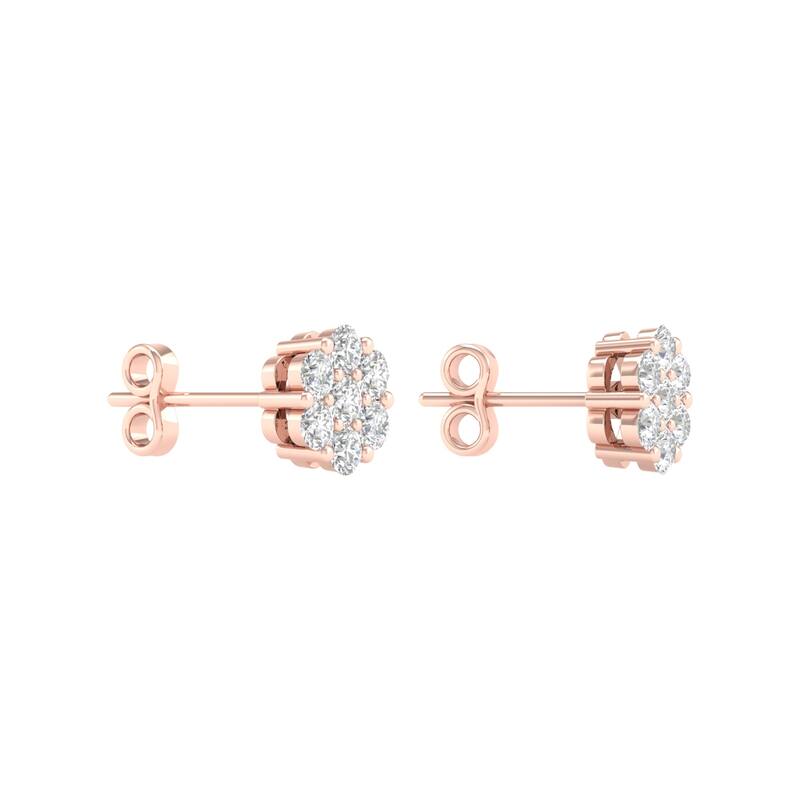 1/5ct-2ct TDW Diamond Cluster Stud Earrings in 10k Rose Gold for Women