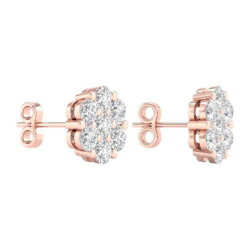1/5ct-2ct TDW Diamond Cluster Stud Earrings in 10k Rose Gold for Women