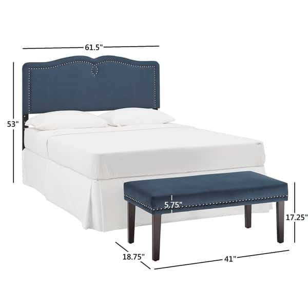 Shop Liana Navy Blue Velvet Queen Headboard And Bench Set By