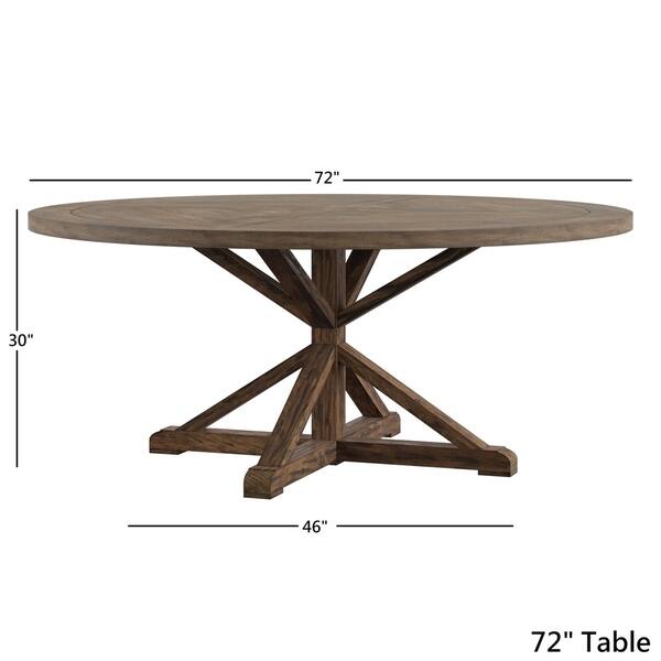 dimension image slide 5 of 4, Benchwright Brown Finish Round Dining Table by iNSPIRE Q Artisan