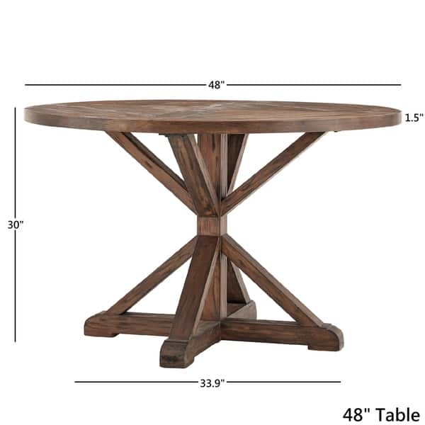 dimension image slide 4 of 4, Benchwright Brown Finish Round Dining Table by iNSPIRE Q Artisan