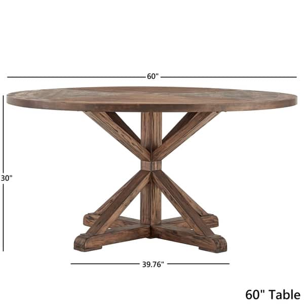 dimension image slide 2 of 4, Benchwright Brown Finish Round Dining Table by iNSPIRE Q Artisan