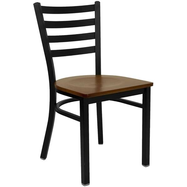 Shop Offex Black Ladder Back Metal Restaurant Chair With Cherry Wood Seat Ofx 90092 Ff N A On Sale Overstock 29002027