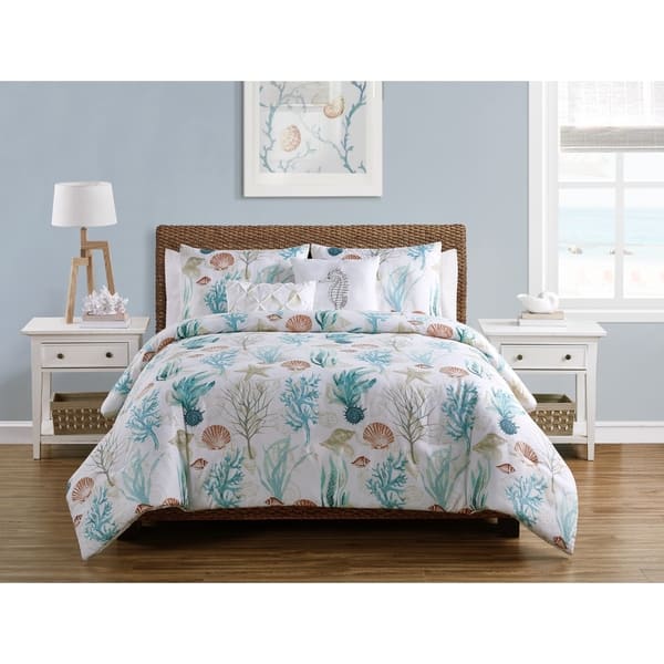 Shop Vcny Home Coral Reef Reversible Taupe Duvet Cover Set On