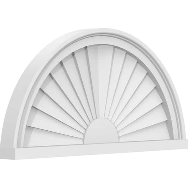 24 W X 12 H X 2 P Half Round Sunburst Architectural Grade Pvc Pediment Overstock 29002680 76 W X 38 H