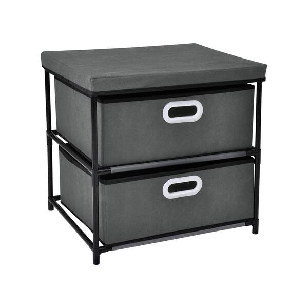 Stackable Storage Organizer - Small 2 - Drawer Cube, Grey Finish by Inspire Q Classic