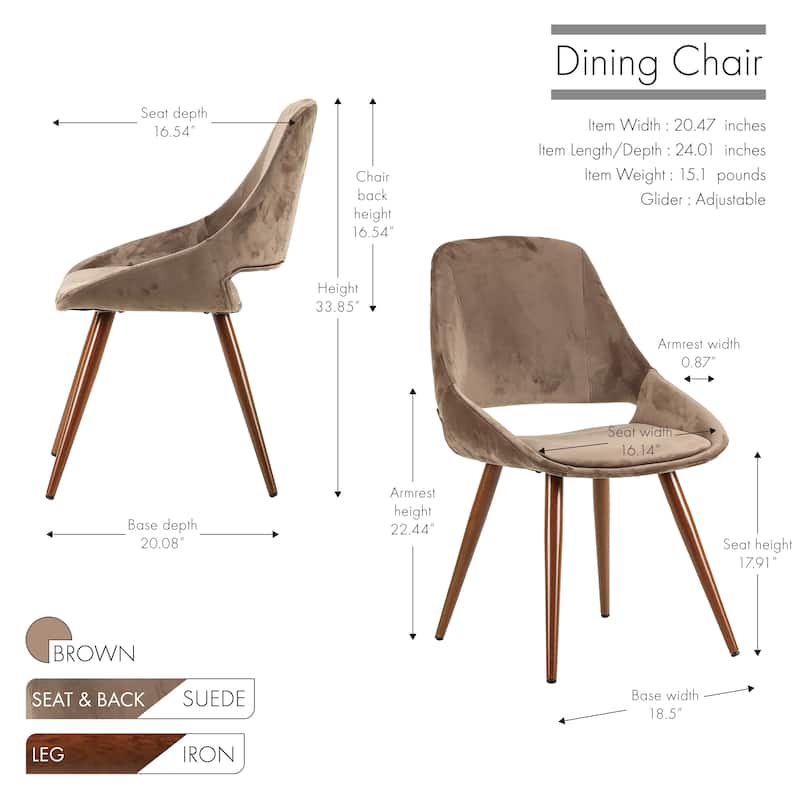 Porthos Home Fiero Fabric Dining Chairs, Suede Upholstery and Iron