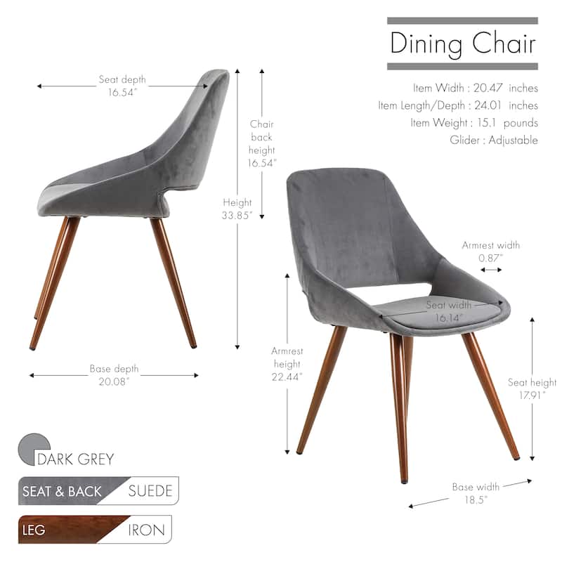 Porthos Home Fiero Fabric Dining Chairs, Suede Upholstery and Iron