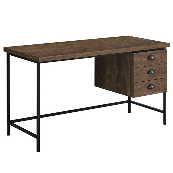 Computer Desk - 55"L / Brown Reclaimed Wood / Black Metal