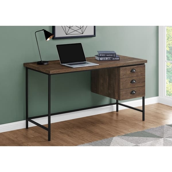 Shop Computer Desk 55 L Brown Reclaimed Wood Black Metal