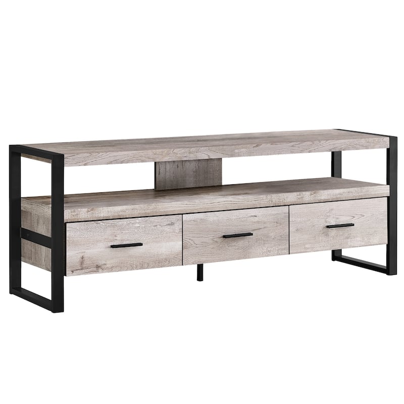 Tv Stand, 60 Inch, Console, Media Entertainment Center, Storage Drawers, Living Room, Bedroom, Metal, Laminate - Taupe