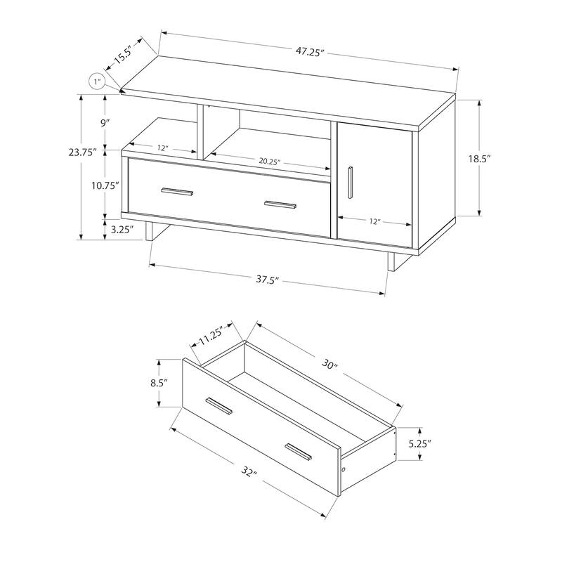 Tv Stand, 48 Inch, Console, Media Entertainment Center, Storage