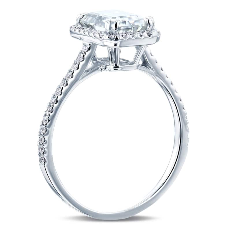 Annello by Kobelli 14k Solid Gold 1.8ct Radiant Forever One Moissanite and 1/3ct Lab Grown Diamond Halo Engagement Ring (DF/VS)