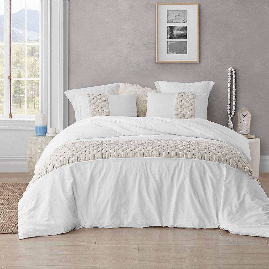 Knit and Loop Textured Oversized Duvet Cover - Almond Cream