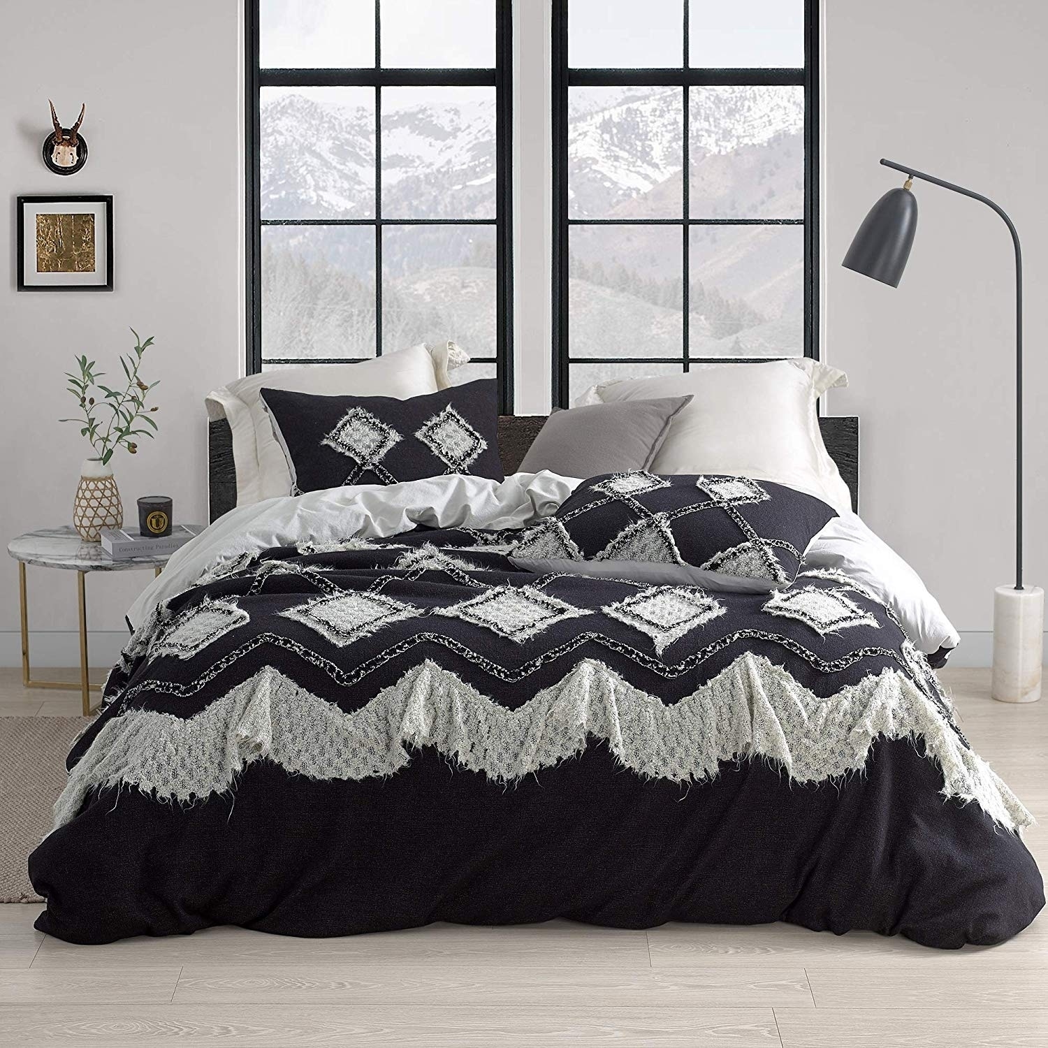 Hometown Antiquity Textured Oversized Duvet Cover Black Glacier Gray Overstock