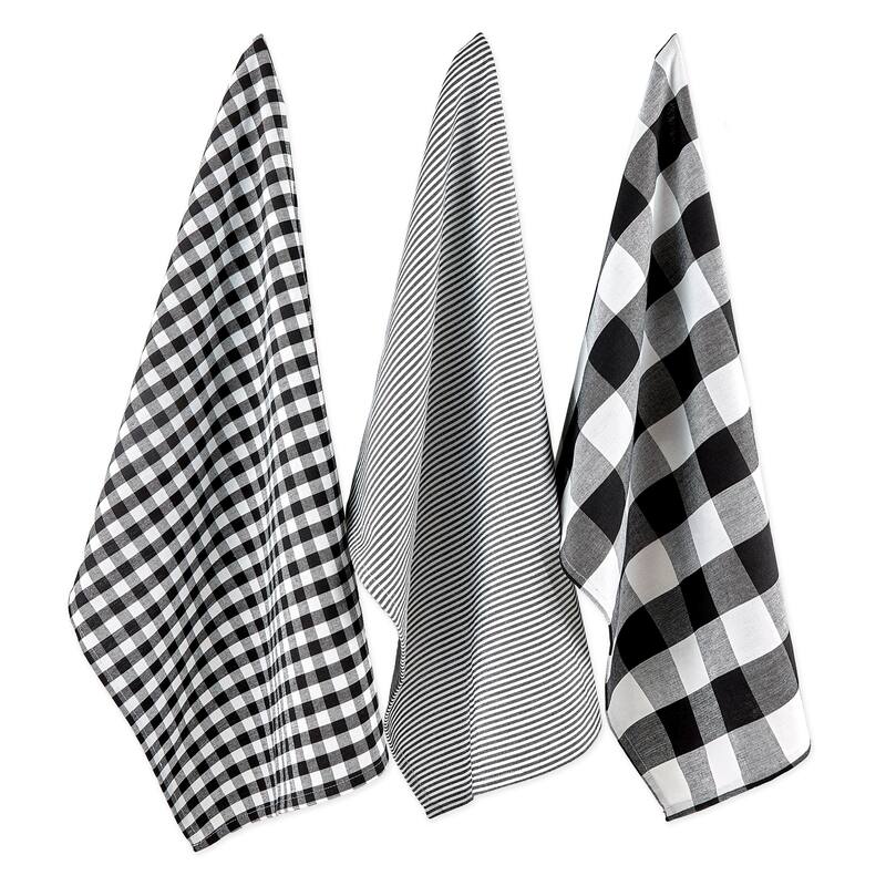 DII Gingham Dishtowel Set of 3 - Black & White