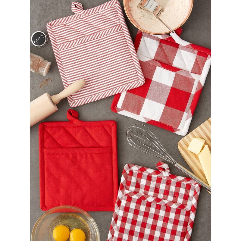 DII Gingham Potholder Set of 4