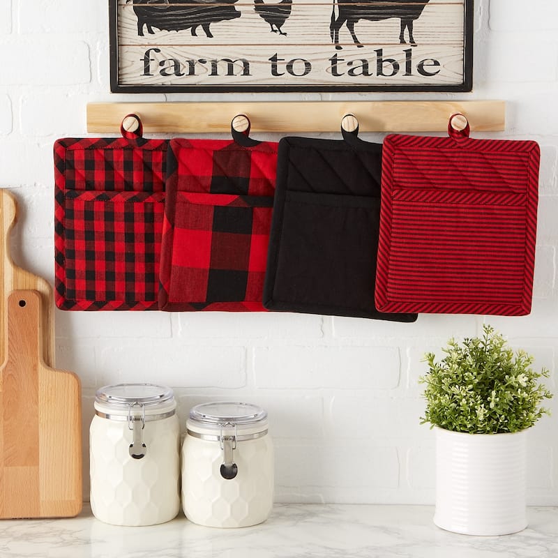 DII Gingham Potholder Set of 4
