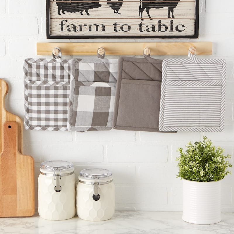 DII Gingham Potholder Set of 4