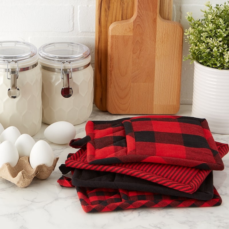 DII Gingham Potholder Set of 4