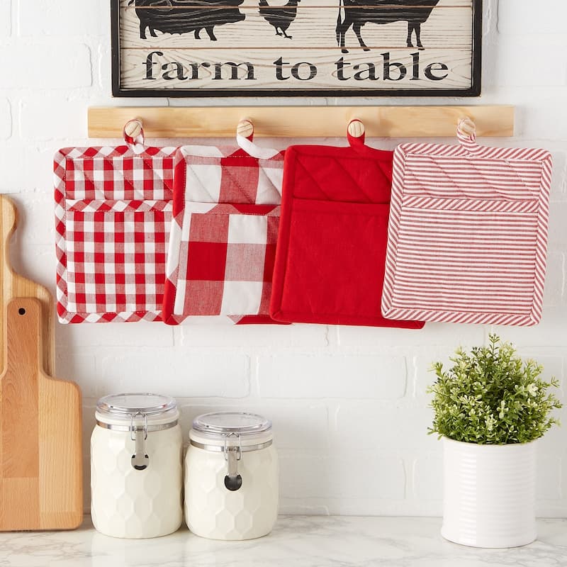 DII Gingham Potholder Set of 4