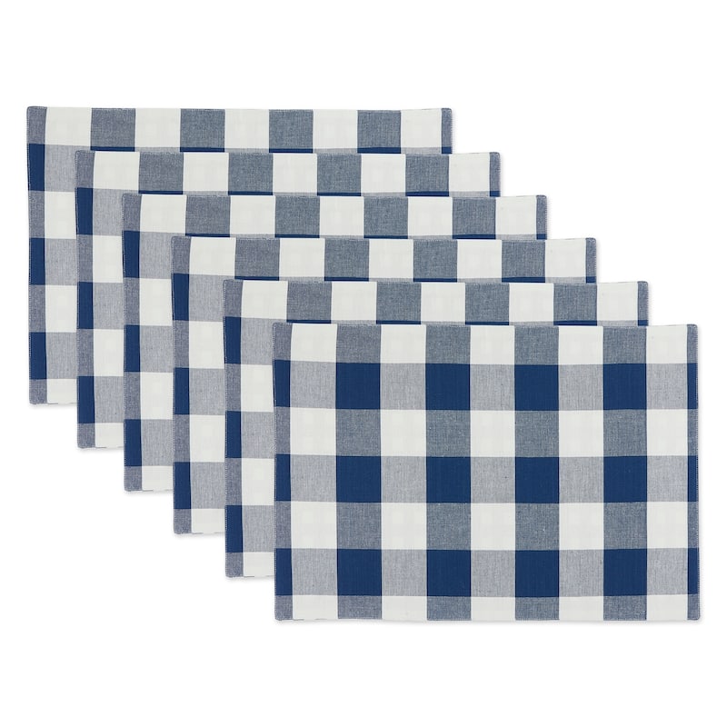Porch & Den Crestline Gingham/Buffalo Check Reversible Placemat (Set of 4) - Navy & Off White