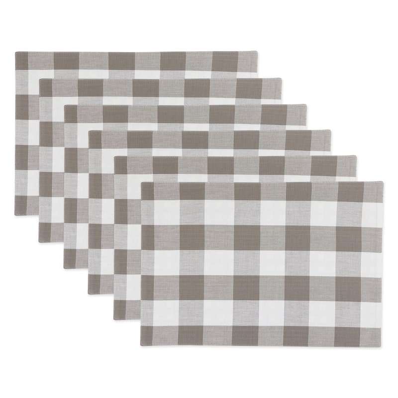 Porch & Den Crestline Gingham/Buffalo Check Reversible Placemat (Set of 4) - Grey & White