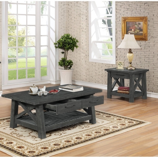 Best Quality Furniture 3-Piece Rustic Grey Coffee Table ...