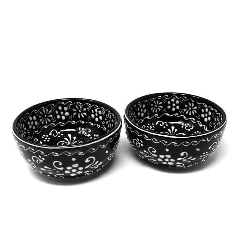 The Curated Nomad Somerset Ink-black Pottery 5.5-inch Bowls (Set of 2) - N/A
