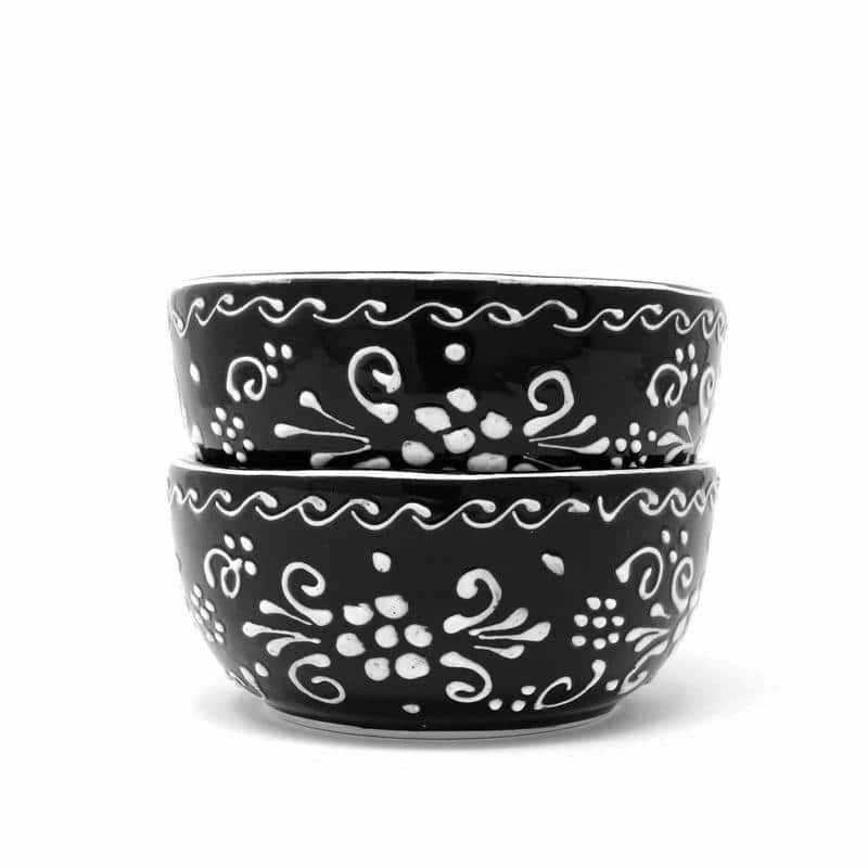 The Curated Nomad Somerset Ink-black Pottery 5.5-inch Bowls (Set of 2) - N/A