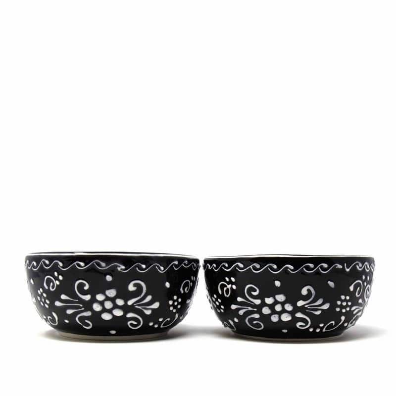 The Curated Nomad Somerset Ink-black Pottery 5.5-inch Bowls (Set of 2) - N/A