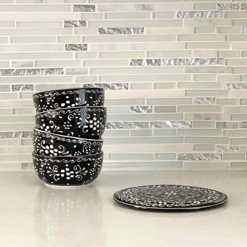 The Curated Nomad Somerset Ink-black Pottery 5.5-inch Bowls (Set of 2) - N/A