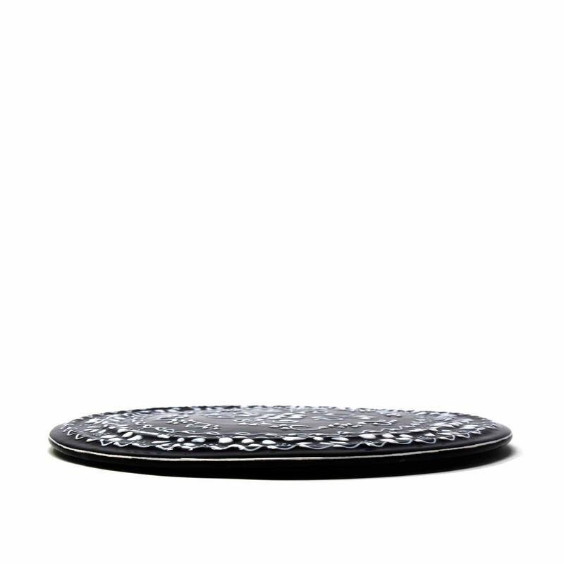 The Curated Nomad Somerset Ink-black Pottery Trivet Hot Plate Holder