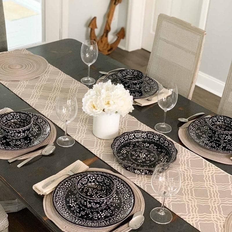 Handmade Encantada Pottery Dinner Plates Set of 2, Ink