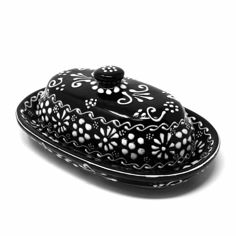 The Curated Nomad Somerset Ink-black Handmade Pottery Butter Dish
