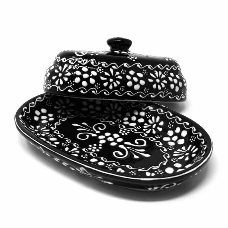 The Curated Nomad Somerset Ink-black Handmade Pottery Butter Dish