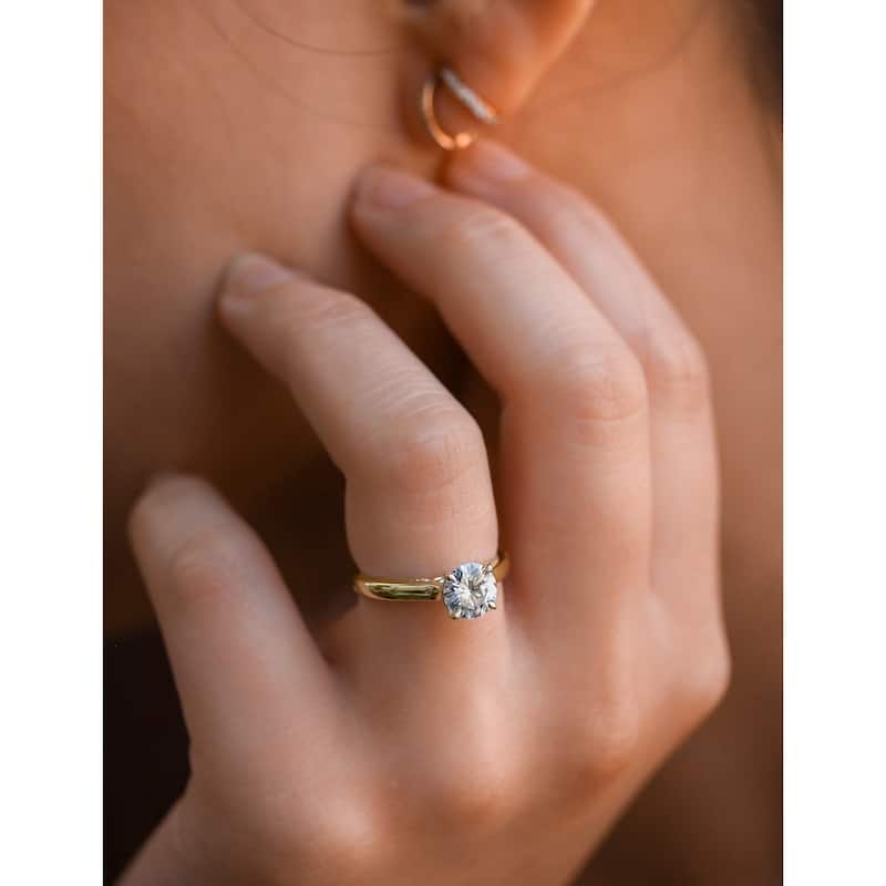 Annello by Kobelli 14k Gold 1ct Round Moissanite Solitaire Volutes W-Prongs Engagement Ring (GH/VS)