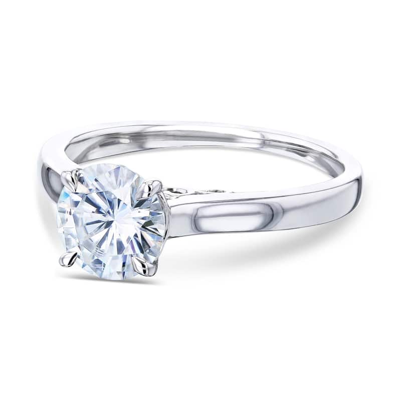 Annello by Kobelli 14k Gold 1ct Round Moissanite Solitaire Volutes W-Prongs Engagement Ring (GH/VS)