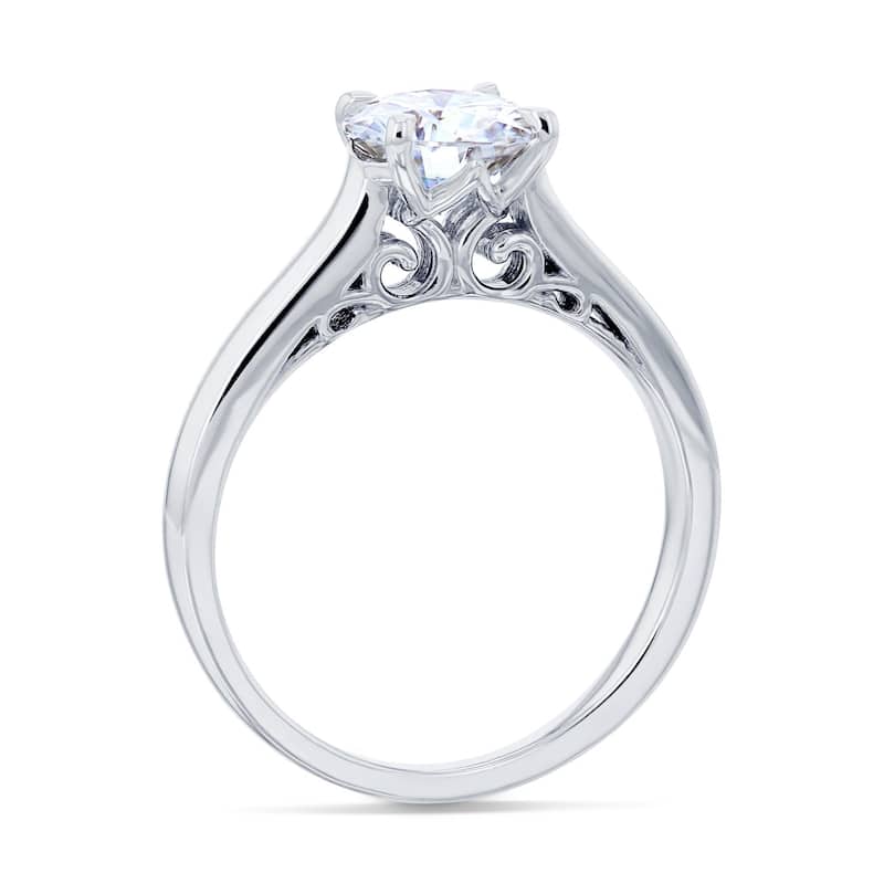 Annello by Kobelli 14k Gold 1ct Round Moissanite Solitaire Volutes W-Prongs Engagement Ring (GH/VS)