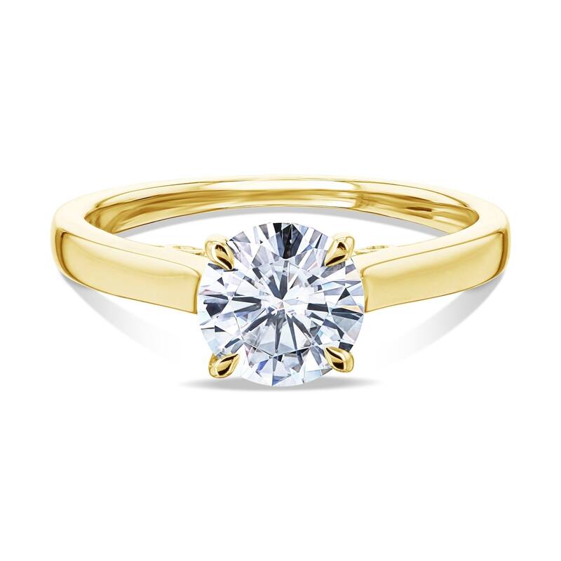 Annello by Kobelli 14k Gold 1ct Round Moissanite Solitaire Volutes W-Prongs Engagement Ring (GH/VS) - 9 - Yellow