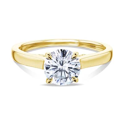 Annello by Kobelli 14k Gold 1ct Round Moissanite Solitaire Volutes W-Prongs Engagement Ring (GH/VS)
