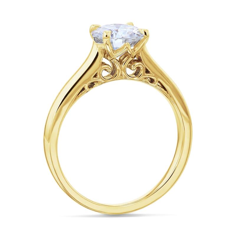 Annello by Kobelli 14k Gold 1ct Round Moissanite Solitaire Volutes W-Prongs Engagement Ring (GH/VS)