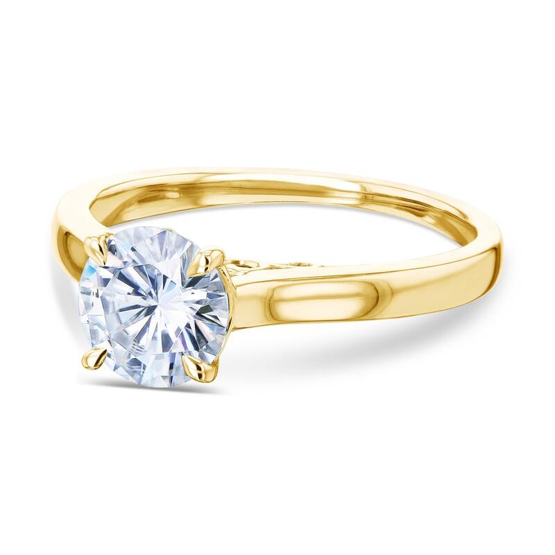 Annello by Kobelli 14k Gold 1ct Round Moissanite Solitaire Volutes W-Prongs Engagement Ring (GH/VS)